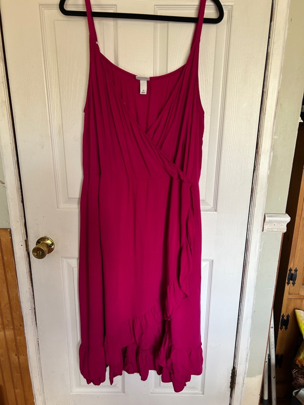 💐AVA&VIV💐Fuchsia Wrap-Style Midi Dress